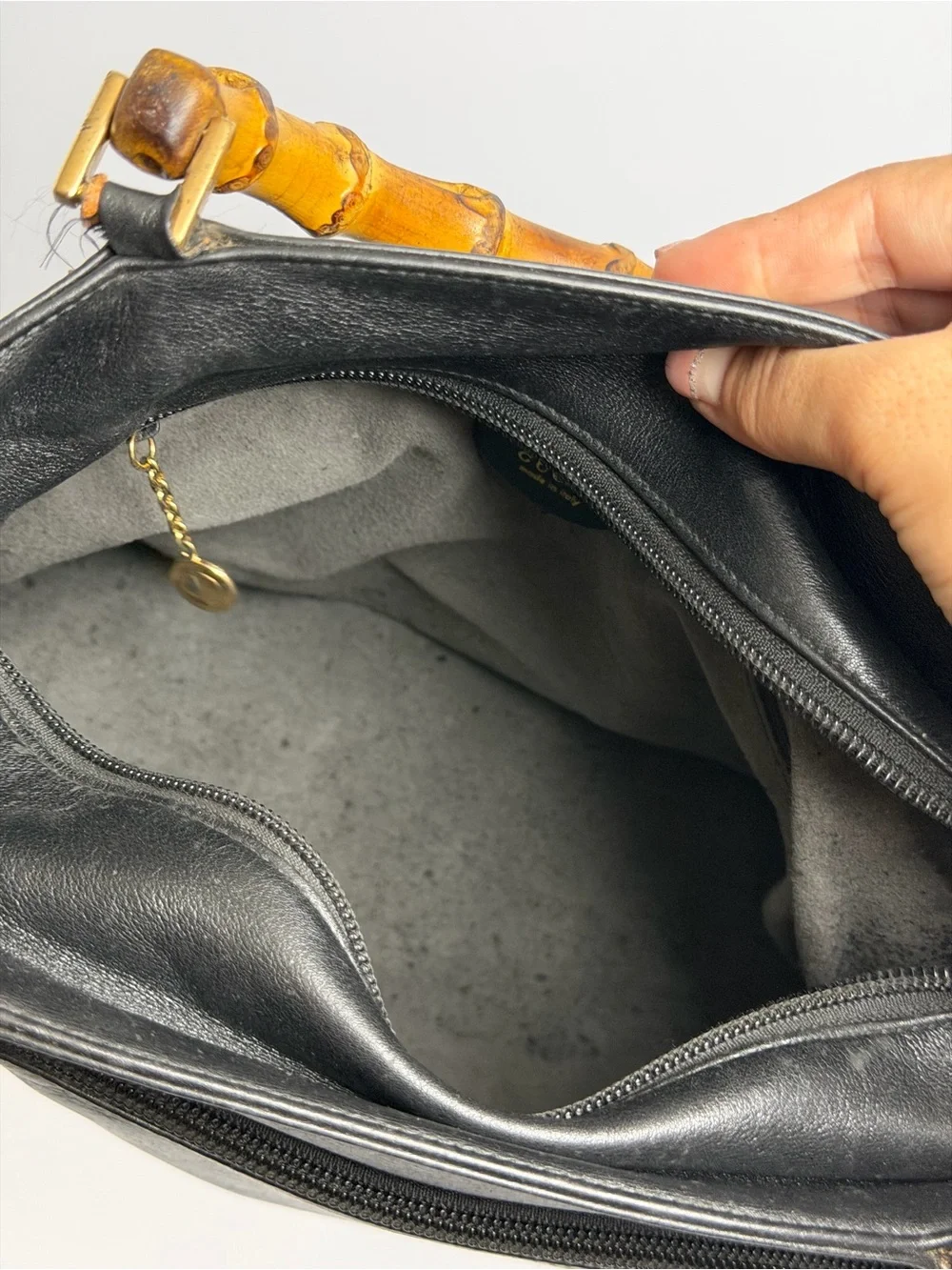 Vintage Gucci Diana Black Leather Tote with Bamboo Handles PROJECT